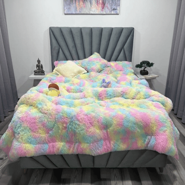 CUBRELECHO DESTELLO MULTICOLOR -  TONO UNICORNIO  DOBLE