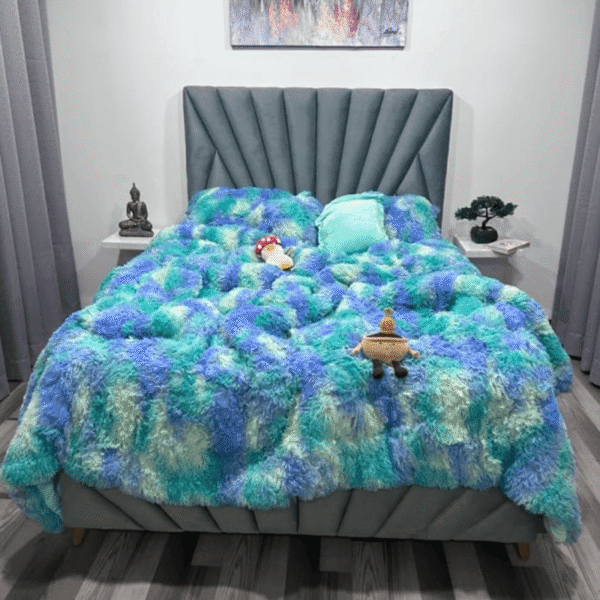 CUBRELECHO DESTELLO MULTICOLOR -  TONO VERDE  DOBLE