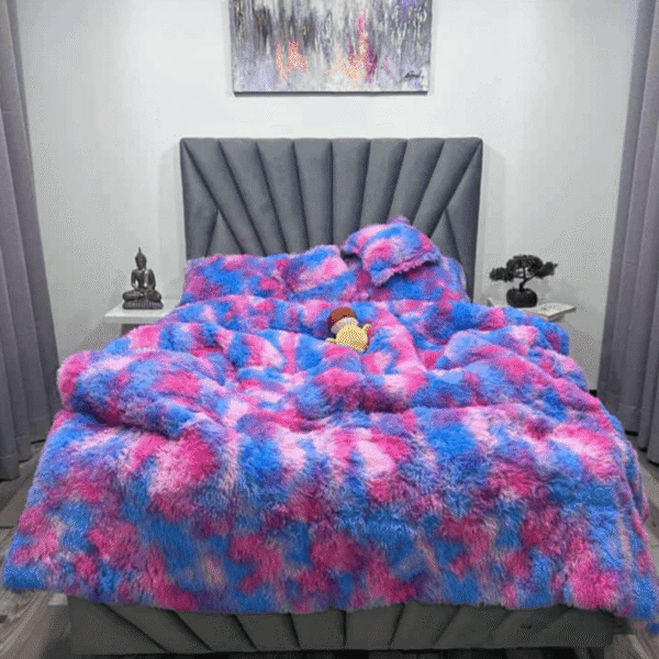 CUBRELECHO DESTELLO MULTICOLOR -  TONO FUCSIA  DOBLE